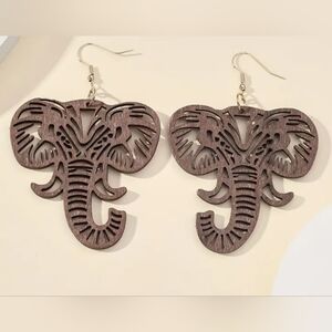 COPY - Bohemian Style Wood Elephant Earrings